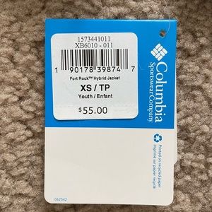 NWT Columbia Fort Rock Hybrid Jacket, boys size XS
